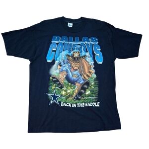 90s Vintage Dallas Cowboys NFL Football Blue Shirt XL Back In The Saddle Tee
